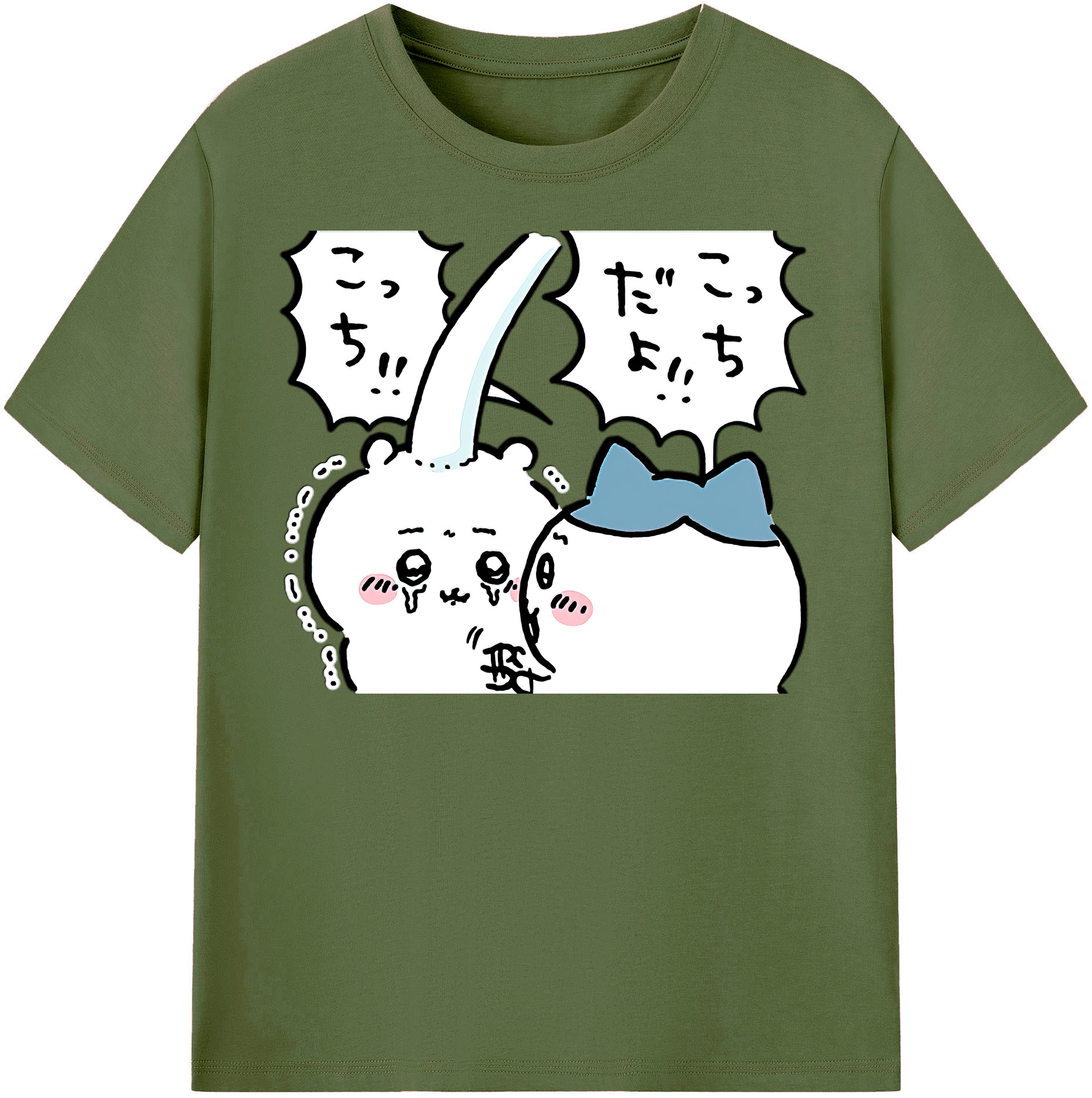 （画像用） ちいかわ ハチワレ Chii-kawa hachiware 綿100％半袖Tシャツ（フロントプリント）